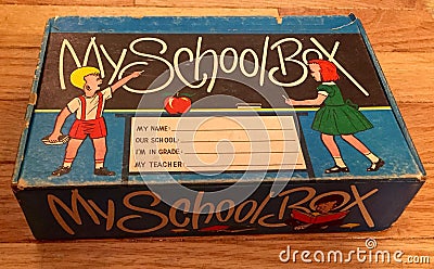 Vintage school pencil box Stock Photo