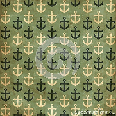 Vintage scrap nautical card with anchors Vector Illustration