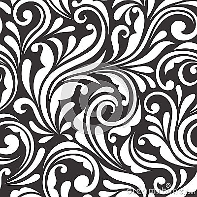 Vintage seamless black and white floral pattern. Vector illustration. Vector Illustration