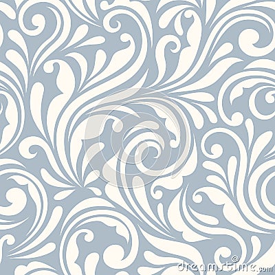 Vintage seamless blue and white floral pattern. Vector illustration. Vector Illustration