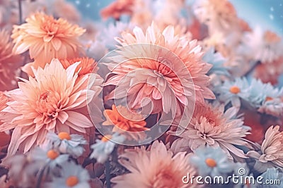 Vintage seamless dahlia flower pastel color Generative AI Stock Photo