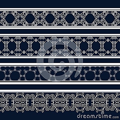 Vintage seamless decorative patterns in the form of strips Vector Illustration