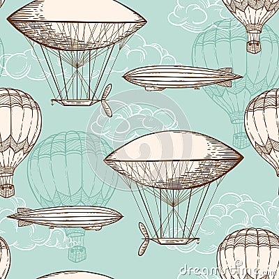 Vintage seamless pattern with air balloons Vector Illustration