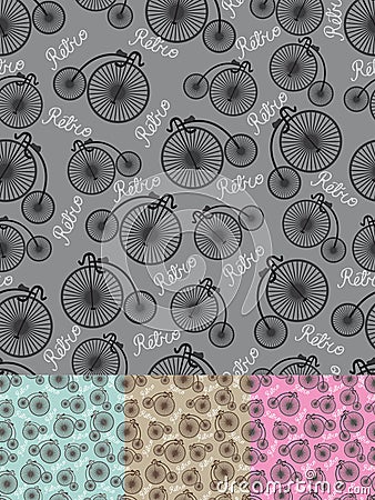 Vintage seamless pattern with retro bycicle Vector Illustration