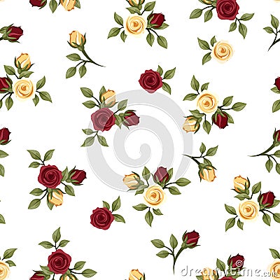 Vintage seamless pattern with roses. Vector Illustration