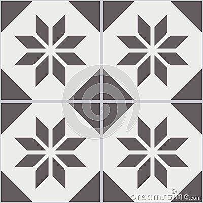 Vintage seamless wall tiles of worn out black white polygon. Vector Illustration