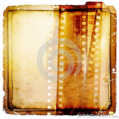 Vintage sepia film strip background on ancient paper. Retro design element. Stock Photo