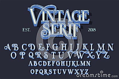 Vintage serif lettering font Vector Illustration