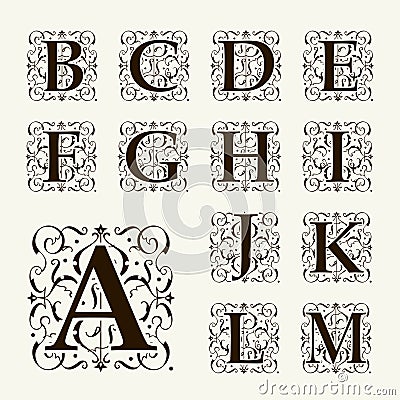 Vintage Monogram Letters. Decorative Ornamental Ancient Capital Letter ...