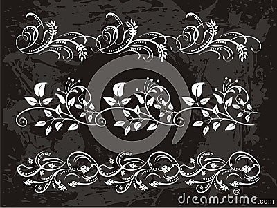 Vintage set of elegant flower borders Vector Illustration