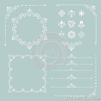Vintage Set of Vector Horizontal, Square and Round Elements Vector Illustration