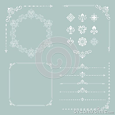 Vintage Set of Vector Horizontal, Square and Round Elements Vector Illustration