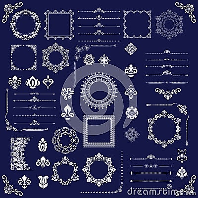 Vintage Set of Vector Horizontal. Square and Round Elements Vector Illustration