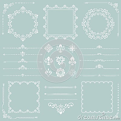 Vintage Set of Vector Horizontal. Square and Round Elements Vector Illustration