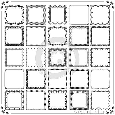 Vintage Set of Vector Square Elements Vector Illustration