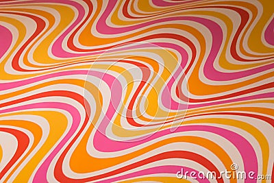 Vintage seventies wallpaper paper pattern yellow red orange pink Stock Photo