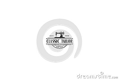 Vintage Sewing Machine for Tailoring Fashion Cloth Apparel Logo Design Vector Illustration