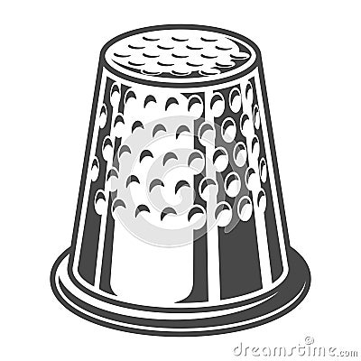 Vintage sewing thimble template Vector Illustration