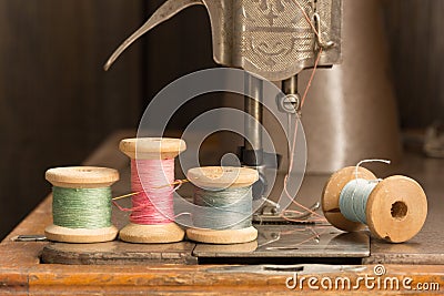 Vintage sewing thread Stock Photo