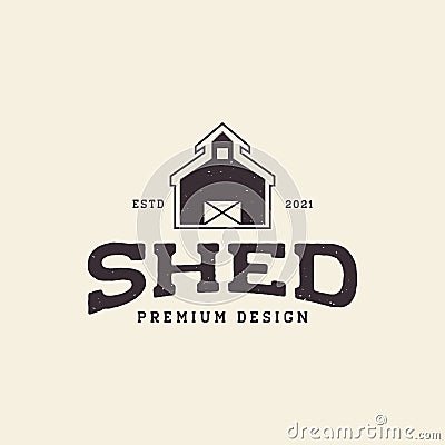 Vintage shed farmer logo symbol icon vector graphic design illustration idea creative Vector Illustration