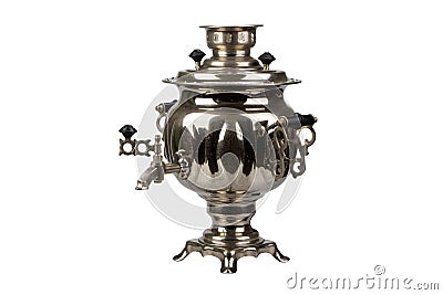 vintage iron samovar on isolated white background Stock Photo