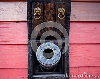 Vintage ship with a cannon muzzle Stock Photo