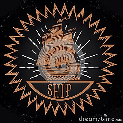 Vintage ship logotype Stock Photo