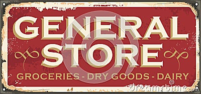 Antique sign design concept for general store. Vector Illustration