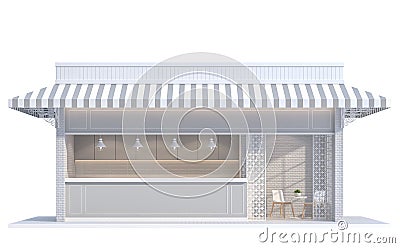 Vintage shop on white background 3d rendering image. Stock Photo