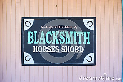 Vintage Blacksmith sign for shoed horses Stock Photo