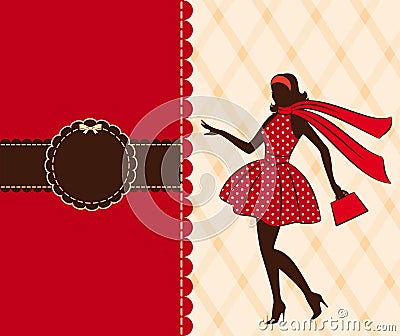 Vintage silhouette of girl . Vector Illustration