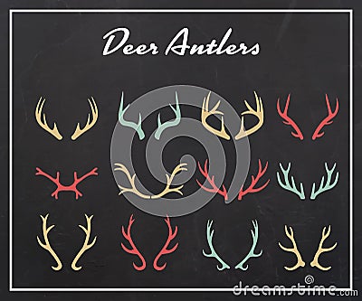 Vintage silhouettes of different deer horns, vector Vector Illustration