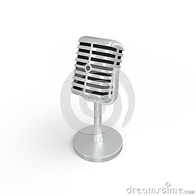 Vintage silver microphone isolated on white background Editorial Stock Photo