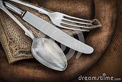 Vintage silverware Stock Photo