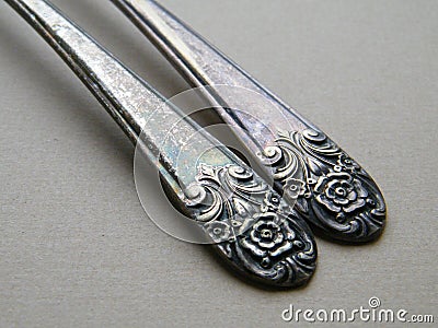 Vintage silverware Stock Photo