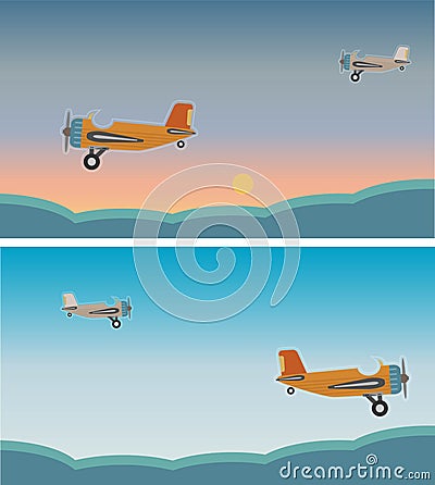 Vintage Single turboprop Airplane Vector Stock Photo