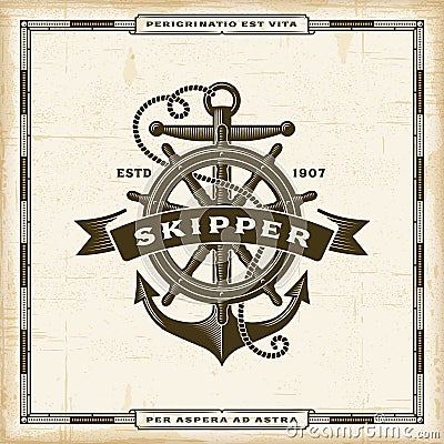 Vintage Skipper Label Vector Illustration