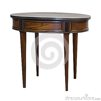 Vintage small hard wood table isolated on white Stock Photo