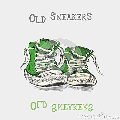 Vintage Sneakers Hand Drawn Vector Illustration