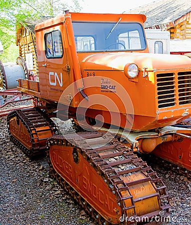 A vintage snow-cat used on the railways in northern canada Editorial Stock Photo