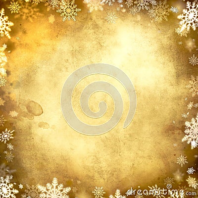 Vintage snowflake golden background frame Cartoon Illustration