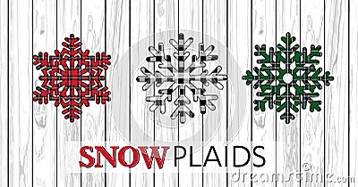 Christmas Snowflakes with Different Plaids design- SNOWPLAIDS- Stock Photo