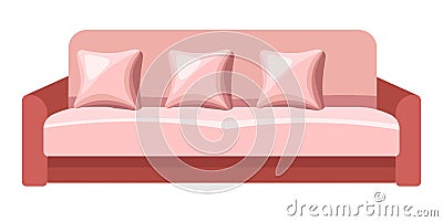 Vintage sofa with cushions, couch with pillows vector Vector Illustration