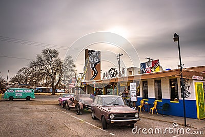 Vintage souvenir shop and museum on historic route 66 in Arizona Editorial Stock Photo