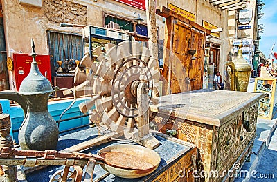 Vintage souvenirs from Souq Waqif, Doha, Qatar Editorial Stock Photo