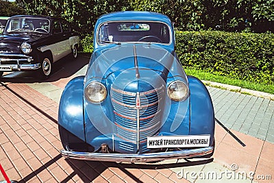 Vintage soviet Moskvich-401 car at retro show Editorial Stock Photo