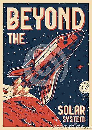 Vintage space colorful poster Vector Illustration