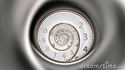 Vintage spinning round clock face with infinity time. Stock Photo