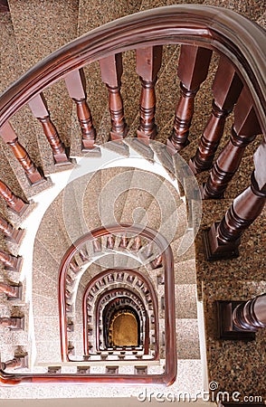 Vintage spiral staircase Interior. Stock Photo