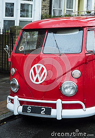 Vintage split windscreen VW camper van. 2 Editorial Stock Photo